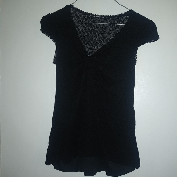 Black Blouse Sheer Back - Picture 2 of 4